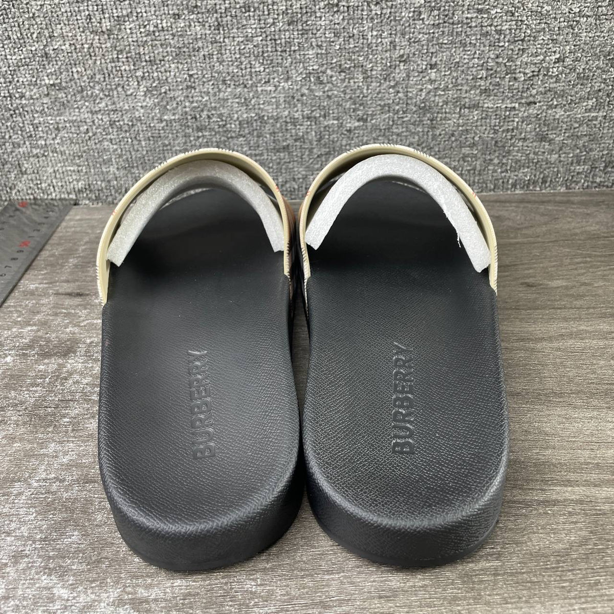 Burberry Check Slides Archive Beige
