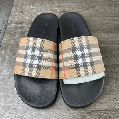 Burberry Check Slides Archive Beige