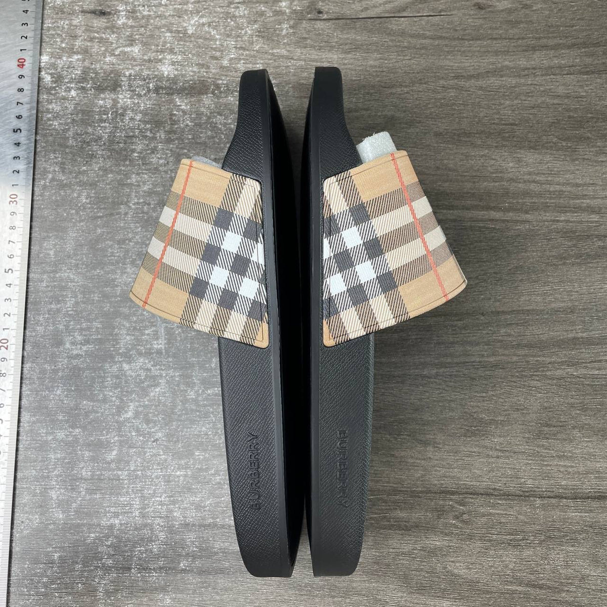 Burberry Check Slides Archive Beige