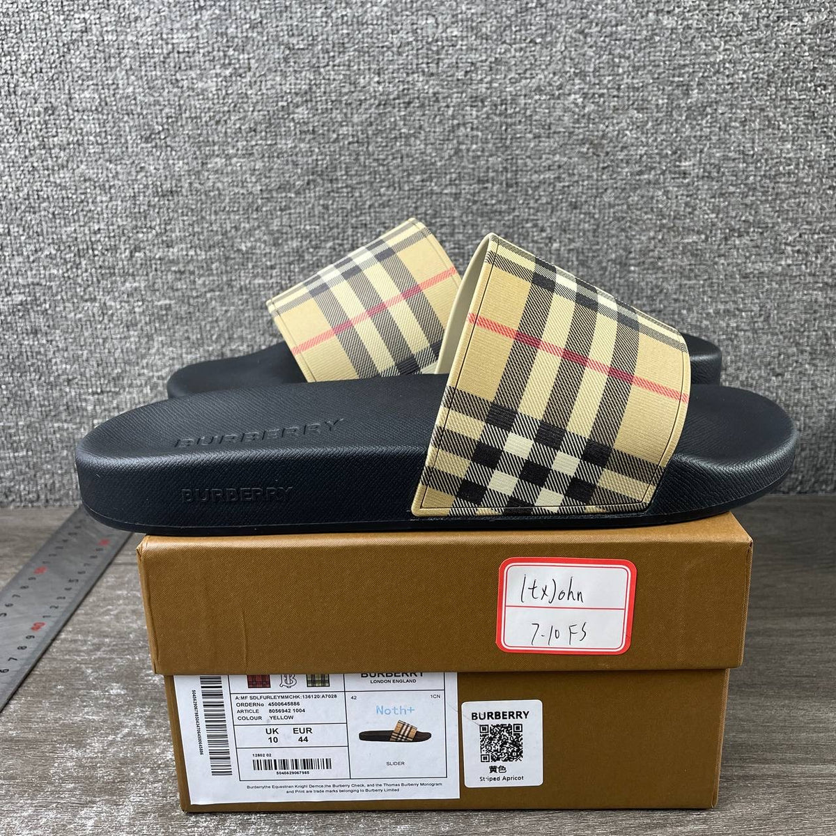 Burberry Check Slides Archive Beige