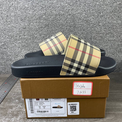 Burberry Check Slides Archive Beige